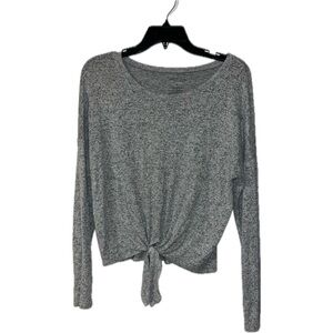 Arizona Jean Company Gray Long Sleeve Tie-Front Top